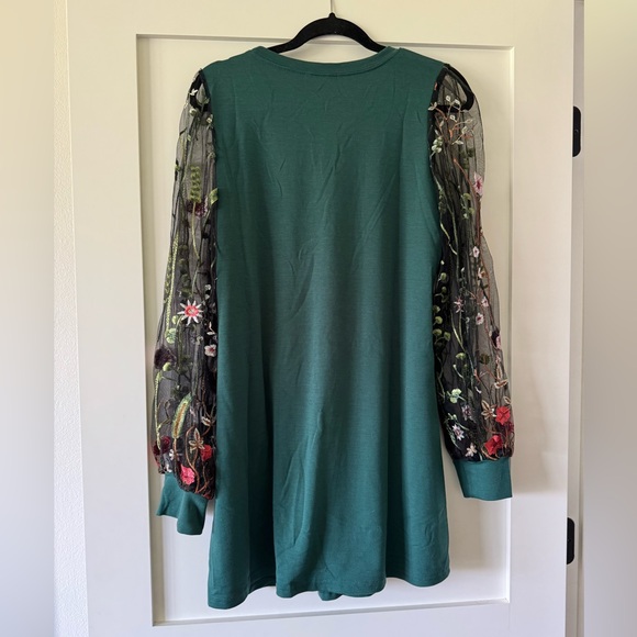 DIDK Women's Mesh Long Sleeve Pullover Tunic Dress - Picture 3 of 3